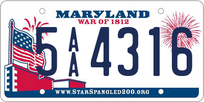 MD license plate 5AA4316