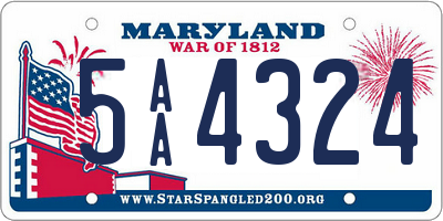 MD license plate 5AA4324