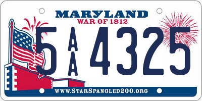 MD license plate 5AA4325