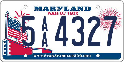 MD license plate 5AA4327