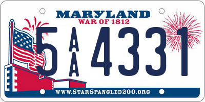 MD license plate 5AA4331