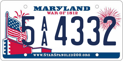 MD license plate 5AA4332