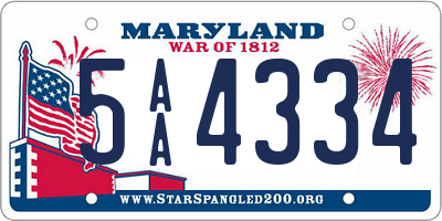 MD license plate 5AA4334