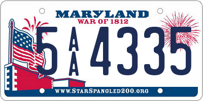 MD license plate 5AA4335