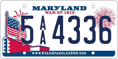 MD license plate 5AA4336