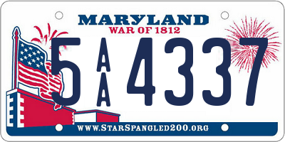 MD license plate 5AA4337