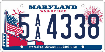 MD license plate 5AA4338