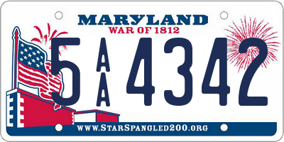 MD license plate 5AA4342