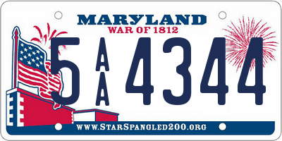 MD license plate 5AA4344