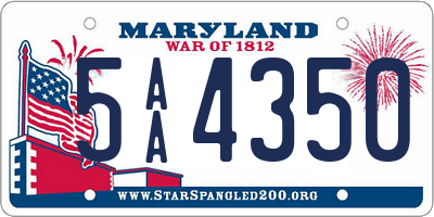 MD license plate 5AA4350