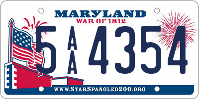 MD license plate 5AA4354