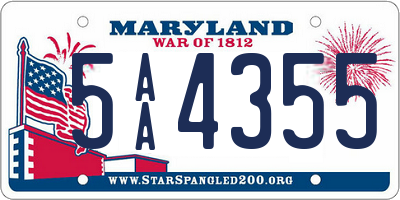 MD license plate 5AA4355