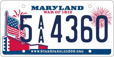 MD license plate 5AA4360