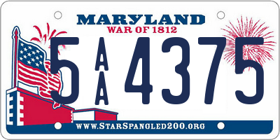 MD license plate 5AA4375