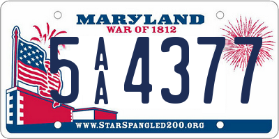 MD license plate 5AA4377