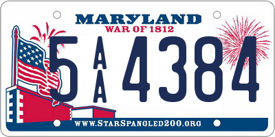 MD license plate 5AA4384