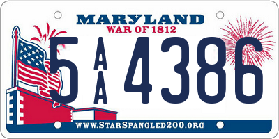 MD license plate 5AA4386