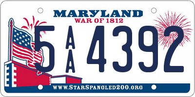 MD license plate 5AA4392