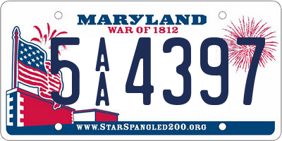 MD license plate 5AA4397