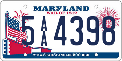MD license plate 5AA4398