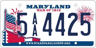 MD license plate 5AA4425