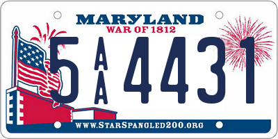 MD license plate 5AA4431