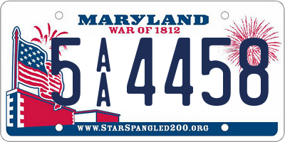 MD license plate 5AA4458