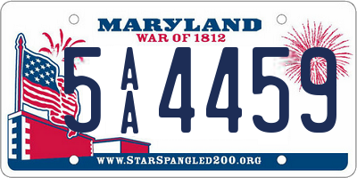 MD license plate 5AA4459