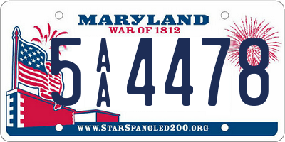 MD license plate 5AA4478