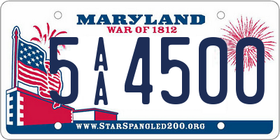 MD license plate 5AA4500