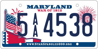 MD license plate 5AA4538