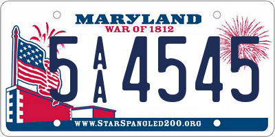 MD license plate 5AA4545