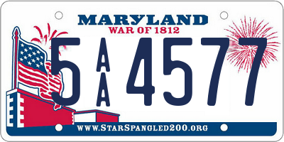 MD license plate 5AA4577