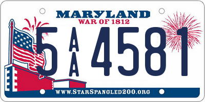 MD license plate 5AA4581
