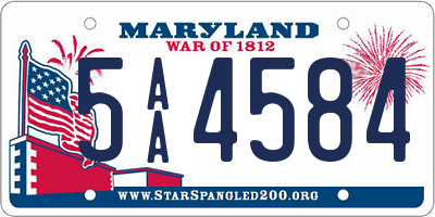MD license plate 5AA4584