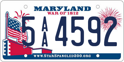 MD license plate 5AA4592