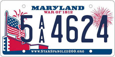 MD license plate 5AA4624