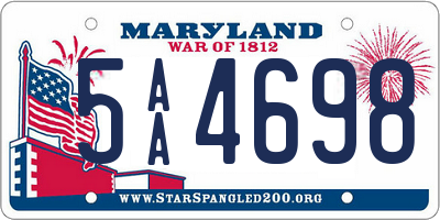 MD license plate 5AA4698