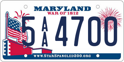 MD license plate 5AA4700