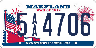 MD license plate 5AA4706
