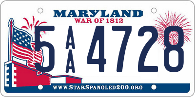 MD license plate 5AA4728
