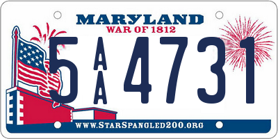 MD license plate 5AA4731