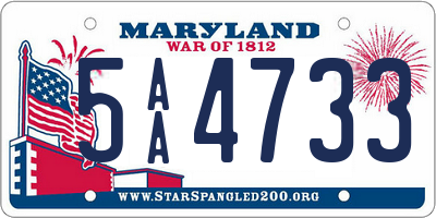 MD license plate 5AA4733