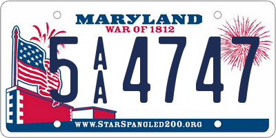 MD license plate 5AA4747