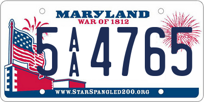 MD license plate 5AA4765