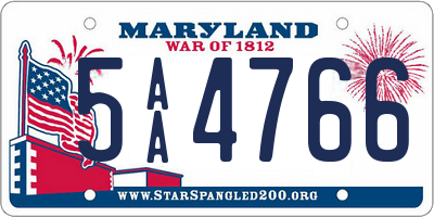 MD license plate 5AA4766