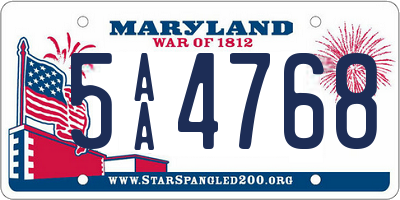 MD license plate 5AA4768
