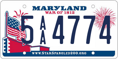 MD license plate 5AA4774