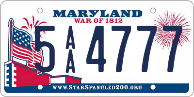 MD license plate 5AA4777
