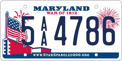 MD license plate 5AA4786